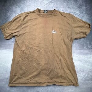 Stussy Vintage Early 2000s Brown Basic Logo T-Shirt Mens XL Boxy Skater Fit